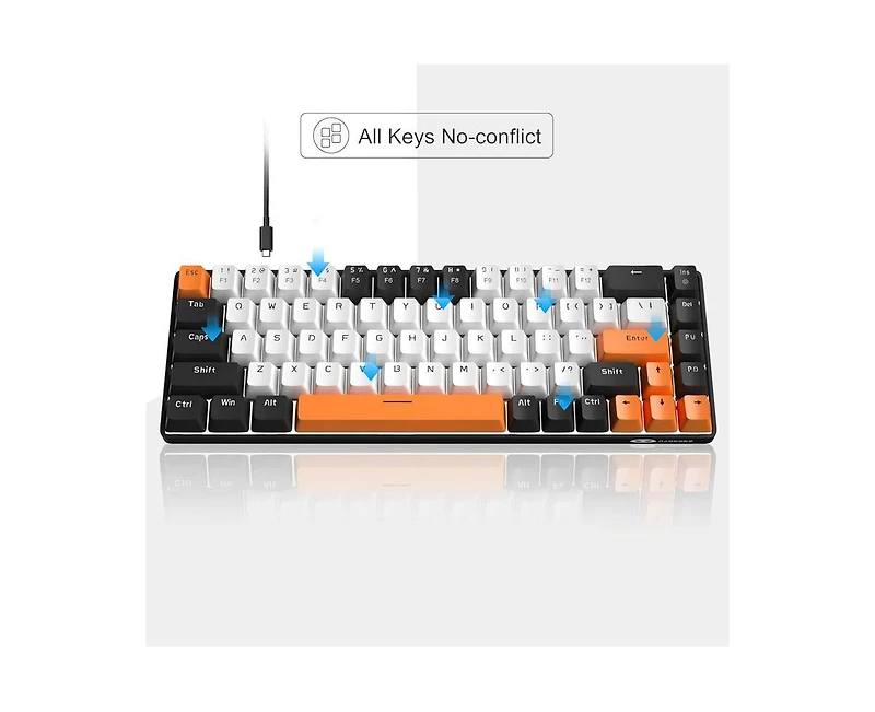 Compact 60% Mechanical Gaming Keyboard with 68 keys, red switches, Led backlight, and wired connection—perfect for Windows Mac, and laptops