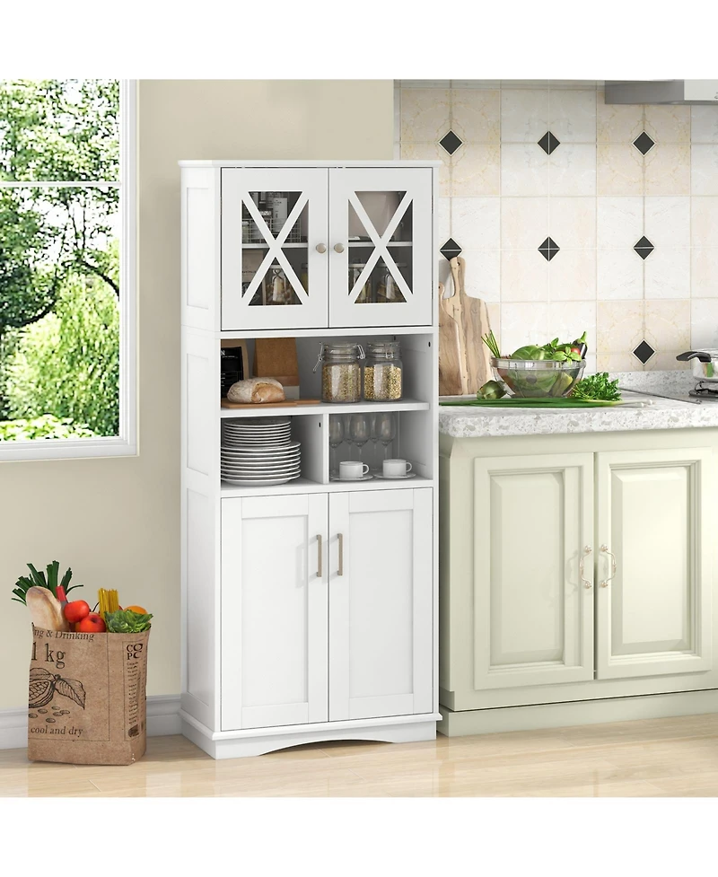 Tall Floor-Standing Bathroom Cabinet with 3 Cubes and Clear Acrylic Doors