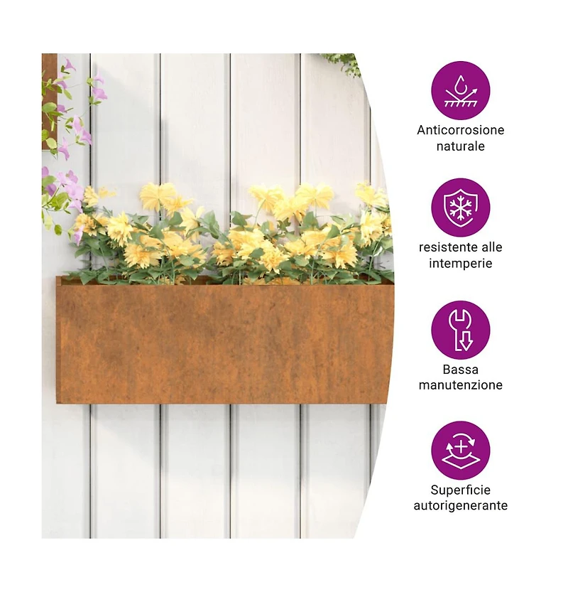 Wall Planters 2 pcs Rusty Corten Steel 20.9"x3.9"x6.7"