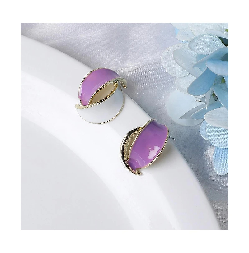 Sohi Women's Silver Wrap Stud Earrings