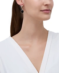 Lab-Created Pink Sapphire Dangle Hoop Earrings (22-3/4 ct. t.w.) in 24k Gold-Plated Sterling Silver (Also Available in Green Onyx & Onyx)