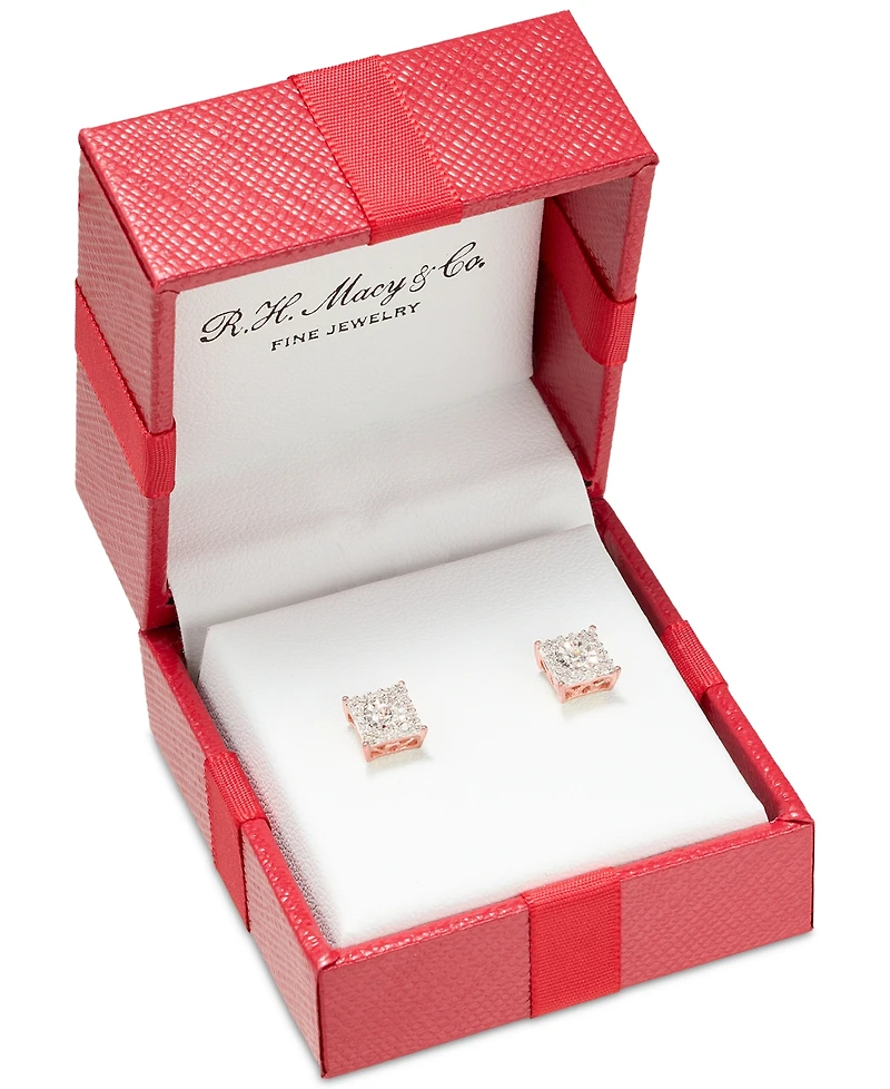 Diamond Cluster Stud Earrings (1/3 ct. t.w.) 14k White Gold, Yellow Gold and Rose