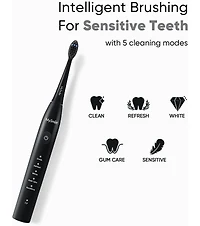 MySmile DY156 Sonic Electric Toothbrush for Adults, Rechargeable Battery Portable with 3 Brush Heads, 2 Mins 5 Modes Smart Timer, 45000VPM,
