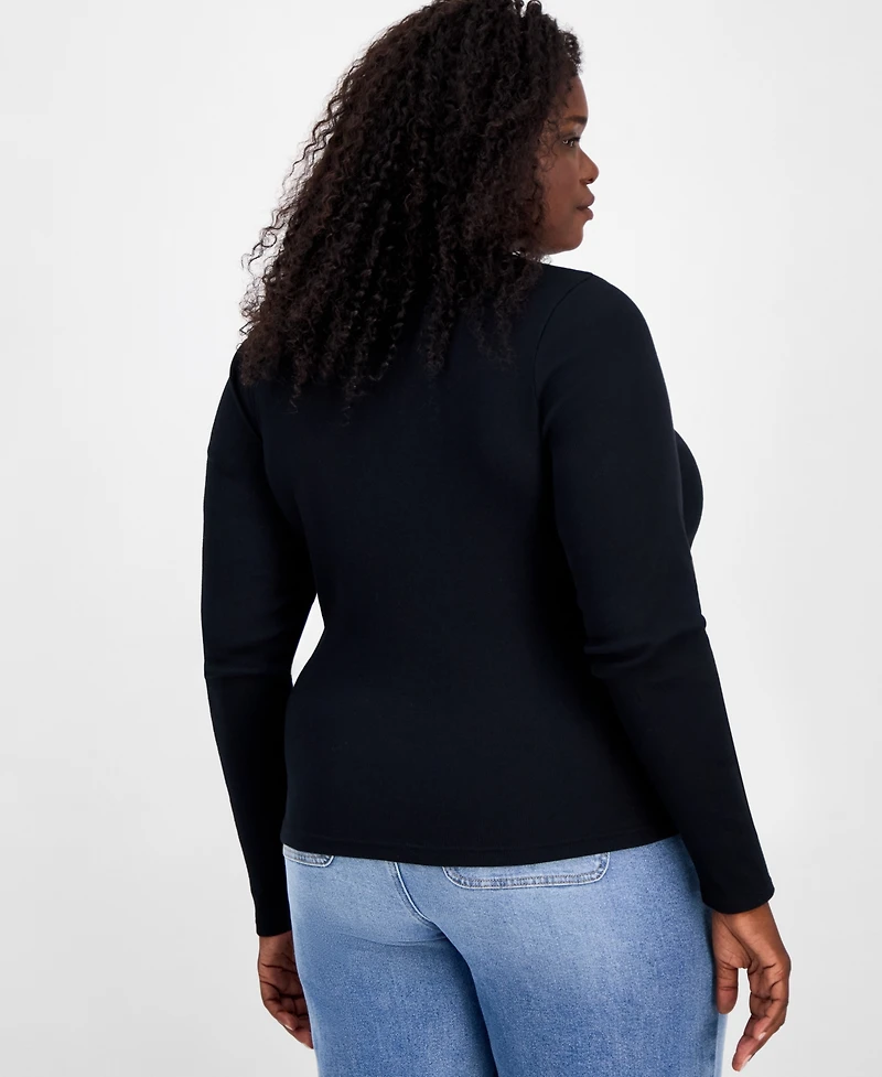On 34th Trendy Plus V-Neck Henley Shirt, Macy's Exclusive
