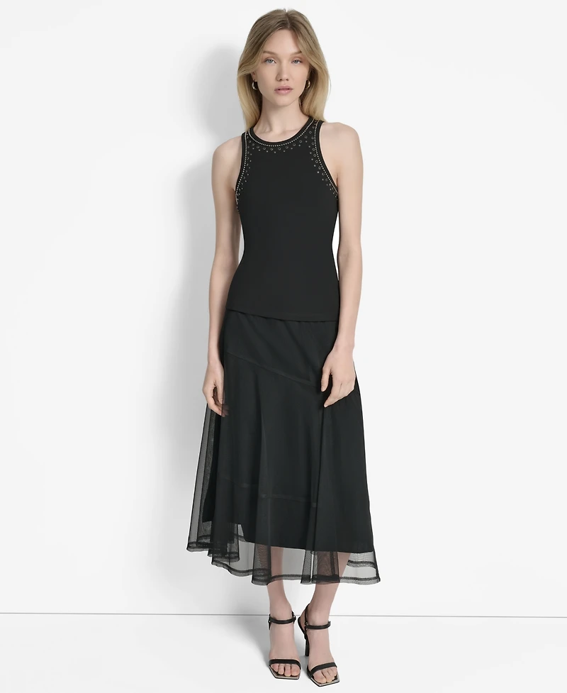 Dkny Women's Embellished Ponte Tank Top