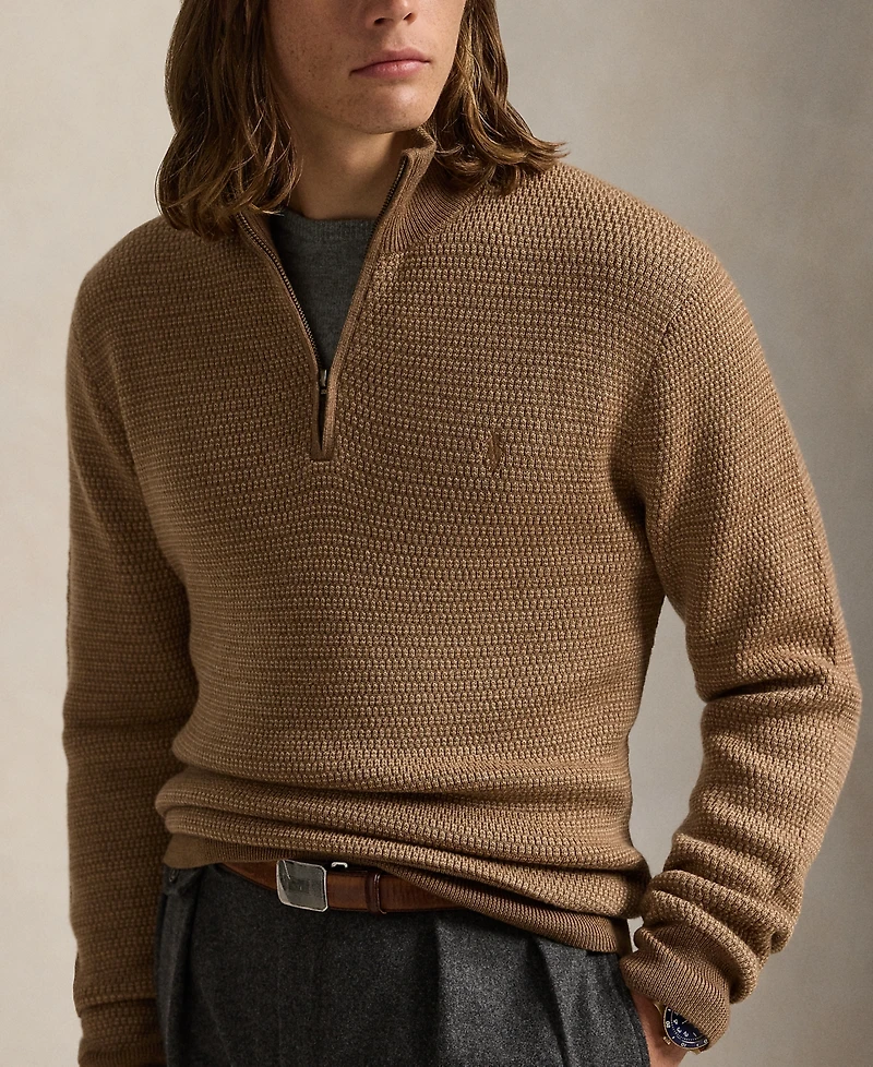 Polo Ralph Lauren Men's Washable Wool Quarter-Zip Sweater
