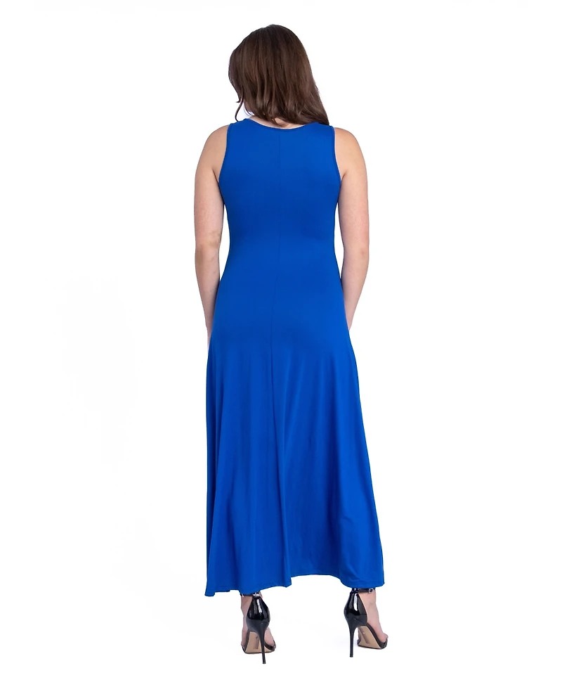 24seven Comfort Apparel Petite Slim Fit A-Line Sleeveless Maxi Dress