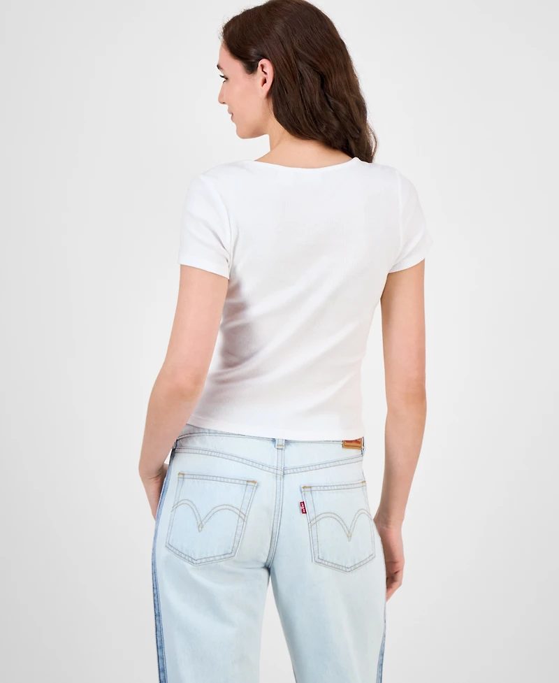 Levi's Women's Cotton Rib-Knit Square-Neck Tee