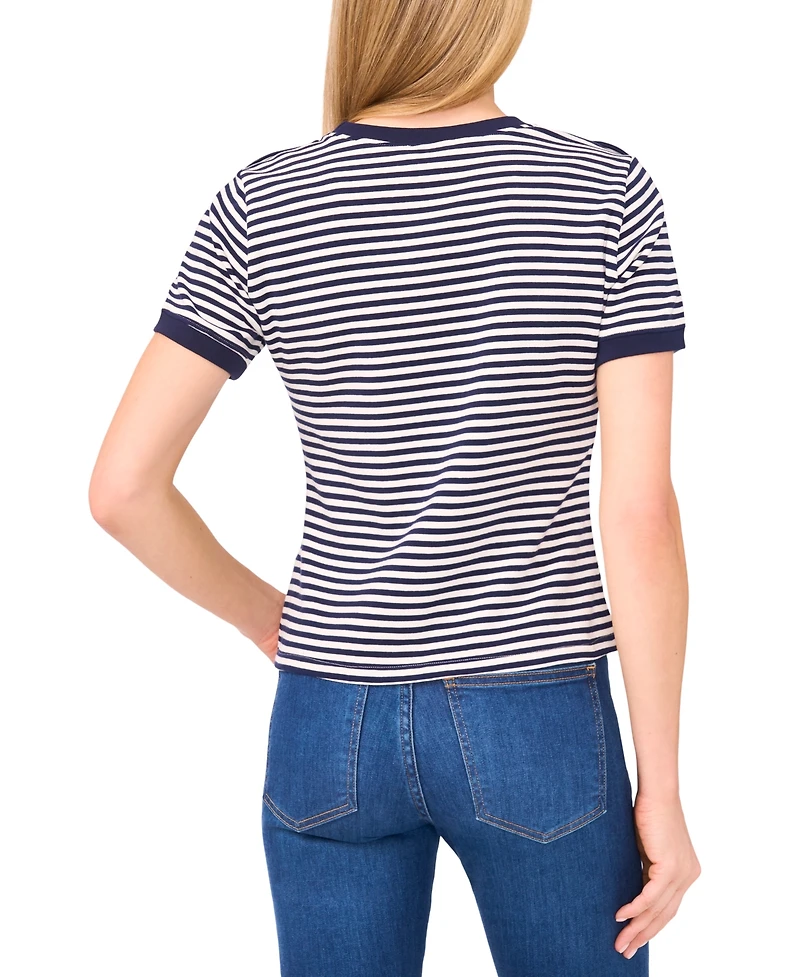 CeCe Women's Striped Ringer Baby T-Shirt