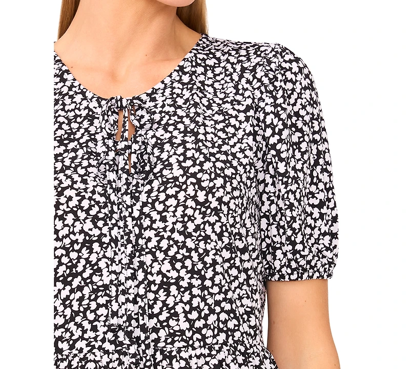 CeCe Women's Tie-Front Floral-Print Top