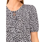CeCe Women's Tie-Front Floral-Print Top