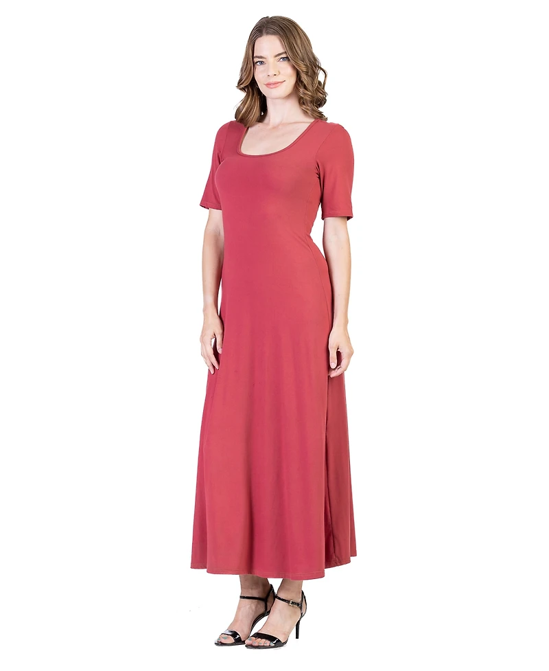 24seven Comfort Apparel Petite Casual Maxi Dress