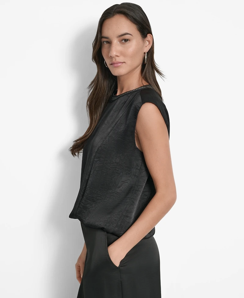 Dkny Women's Crinkle-Texture Chain-Neck Top