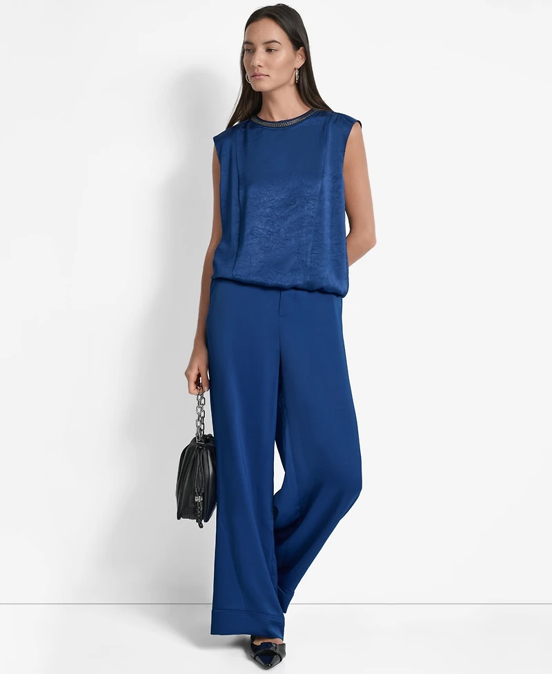 Dkny Women's Crinkle-Texture Chain-Neck Top