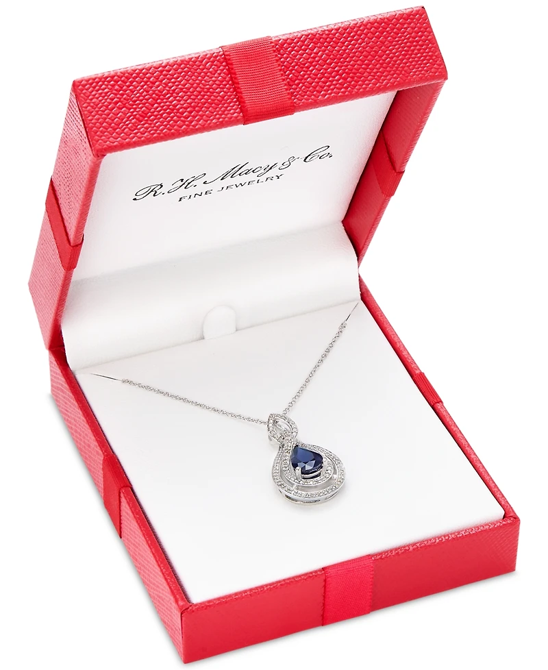 Sapphire (1-1/4 ct. t.w.) & Diamond (1/4 18" Pendant Necklace 14k White Gold (Also available Tanzanite, Emerald and Ruby)