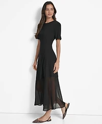Dkny Women's Mixed-Media Mesh-Skirt Maxi Dress