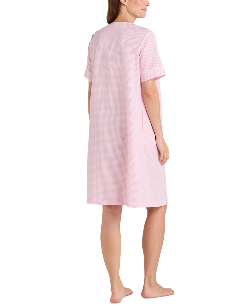 Miss Elaine Women's Short-Sleeve Seersucker Robe