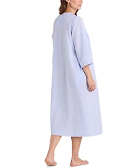 Miss Elaine Women's 3/4-Sleeve Zip-Front Seersucker Robe