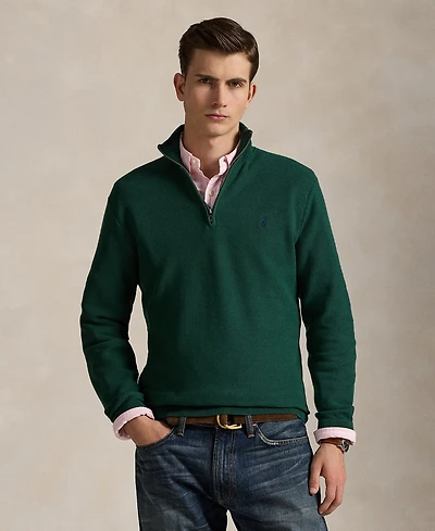 Polo Ralph Lauren Men's Mesh-Knit Cotton Quarter-Zip Sweater
