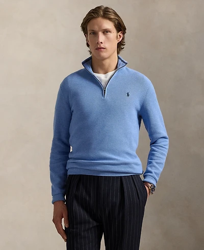 Polo Ralph Lauren Men's Mesh-Knit Cotton Quarter-Zip Sweater