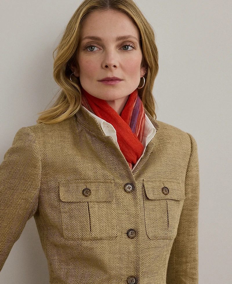 Lauren Ralph Petite Herringbone Linen Jacket