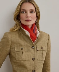 Lauren Ralph Petite Herringbone Linen Jacket