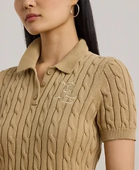 Lauren Ralph Petite Cable-Knit Polo Sweater