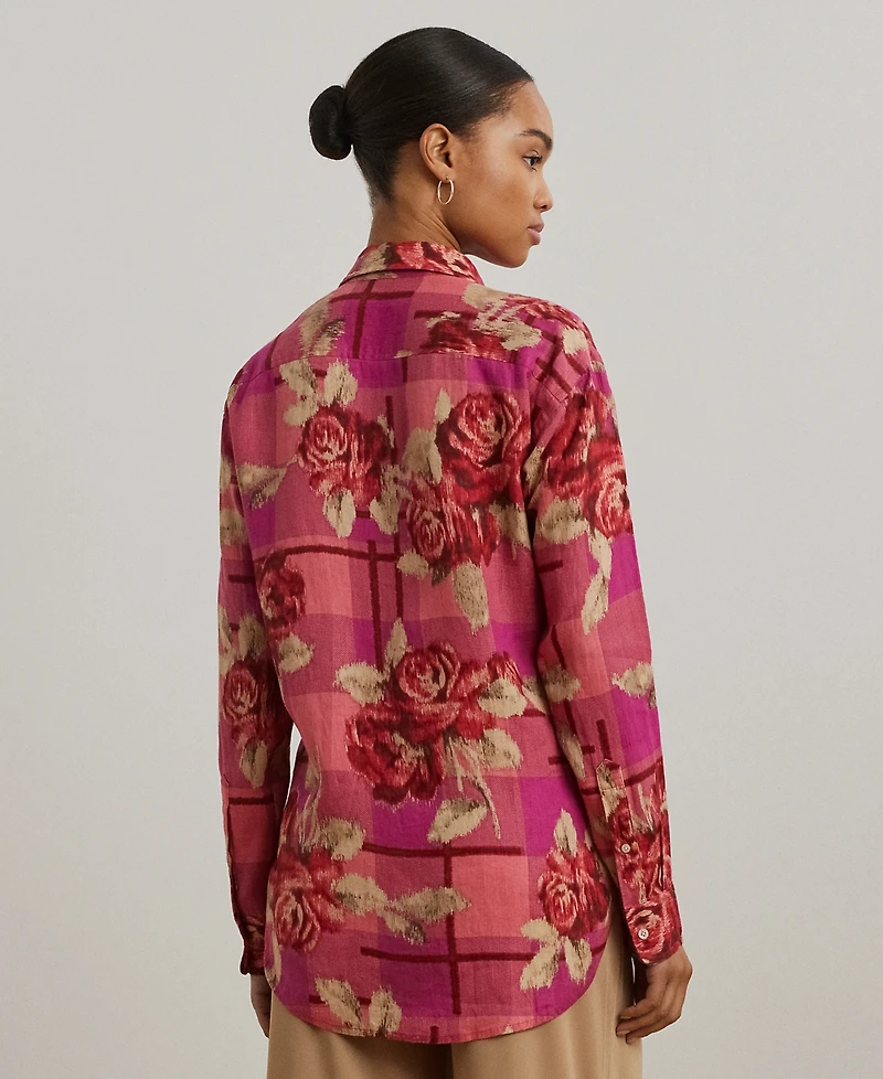 Lauren Ralph Petite Relaxed-Fit Floral Linen Shirt