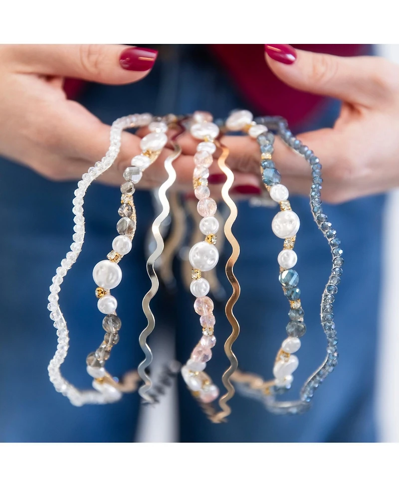 Wavy Oyster Pearl Headband - Ocean Blue