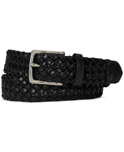 Polo Ralph Lauren Men's Leather & Braided Cord Woven Belt