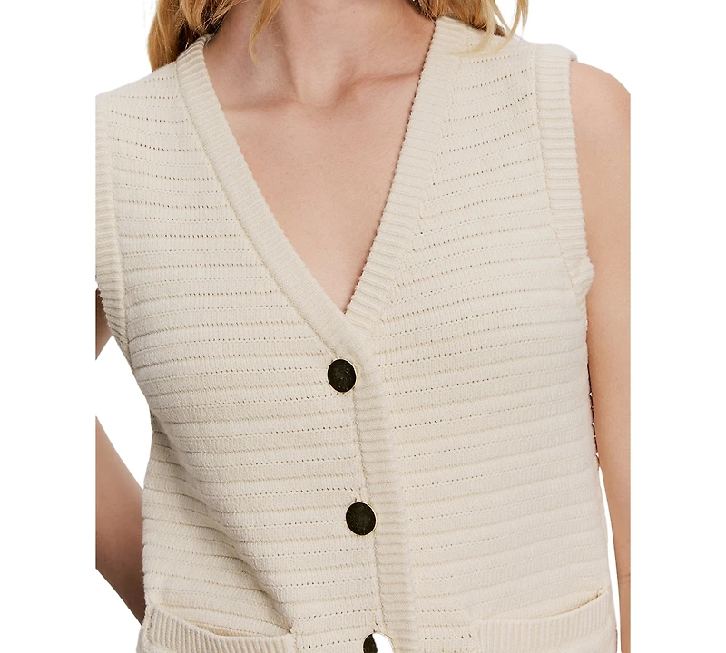 Sanctuary Women's Textured Button-Front Sweater Vest