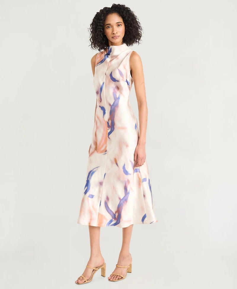 Luxely Women's Printed High-Neck Sleeveless Dress