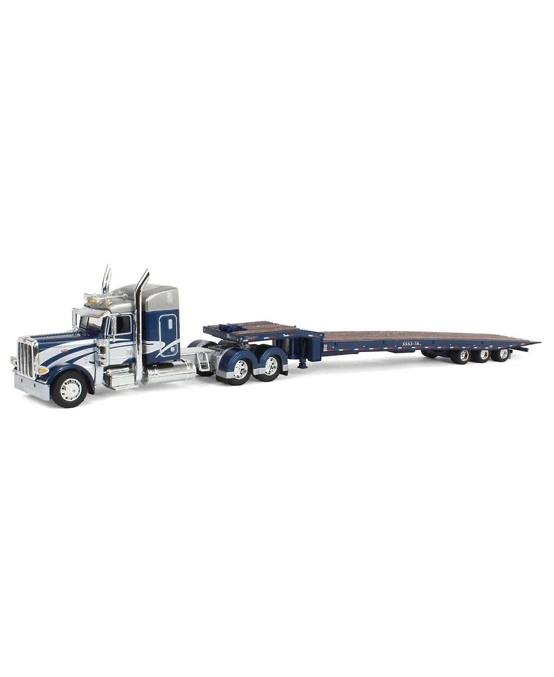 1/64 Peterbilt 389 w/ Talbert 5553T Traveling Axle Trailer Blue Dcp