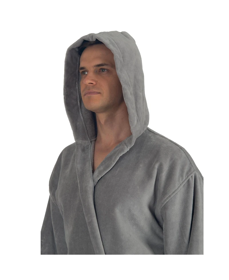 Alpine Swiss Men's Dane Hooded Bathrobe Cotton Terry Cloth Luxury Hotel Spa Robe