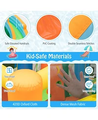 Inflatable Water Slide with Dual Slides and Splash Pool Bounce House with 735W Blower - Multi
