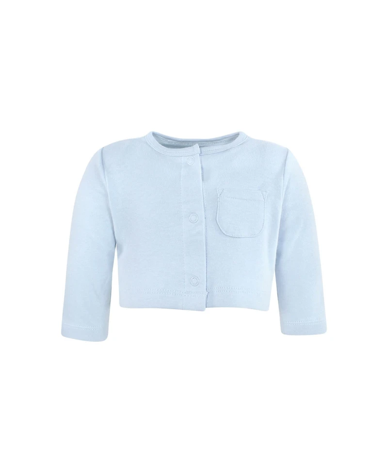 Hudson Baby Girls Cotton Dress and Cardigan Set Blue Blossom