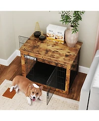 Dog Crate Furniture with Cushion Double Doors