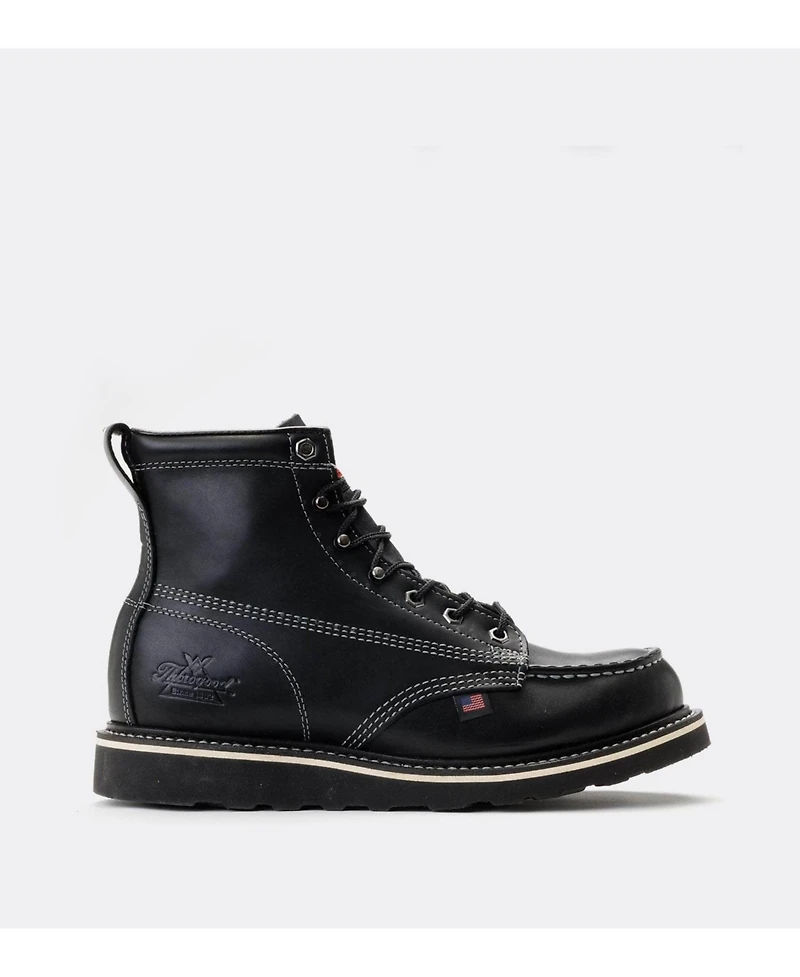 Thorogood Men's American Heritage Midnight 6" Black Moc Toe Work Boots for Men