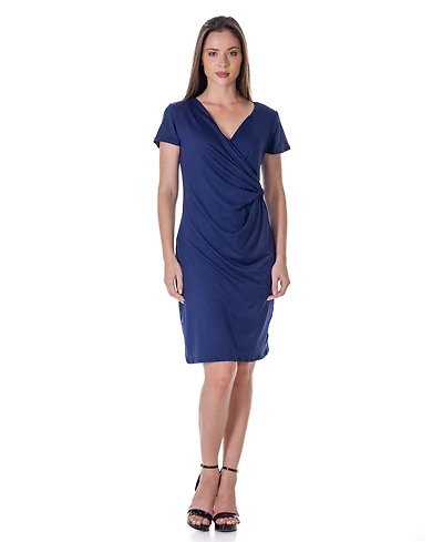 24seven Comfort Apparel Petite Short Sleeve Knee Length Dress