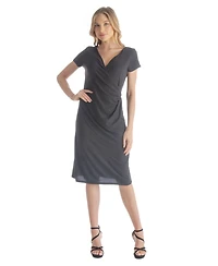 24seven Comfort Apparel Petite Short Sleeve Knee Length Dress