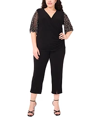 Msk Plus Size Short-Sleeve V-Neck Top