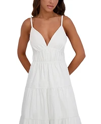 Siena Women's Cotton-Blend Spaghetti-Strap Tiered Maxi Dress