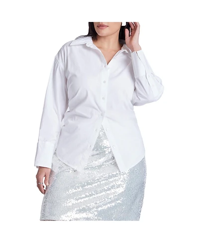 Eloquii Women's Plus Tie Back Button Up Top