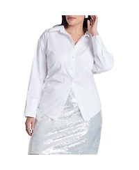 Eloquii Women's Plus Tie Back Button Up Top