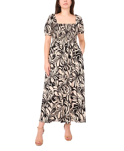 Msk Petite Square-Neck Short-Sleeve Maxi Dress