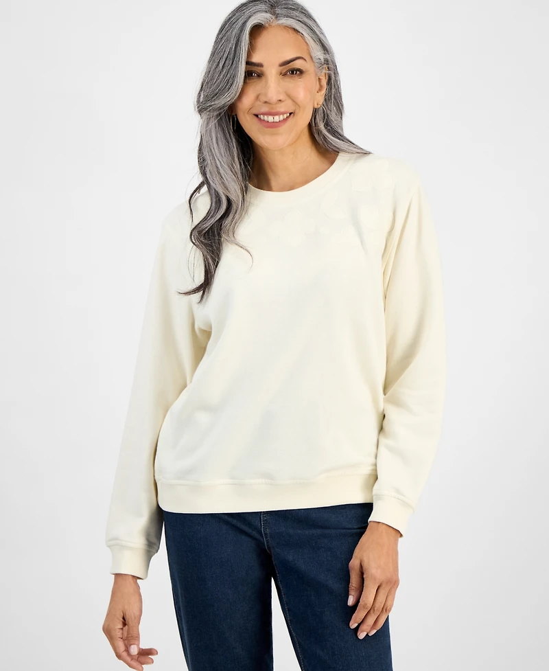 Style & Co Petite Embroidered Crewneck Sweatshirt, Exclusively at Macy's