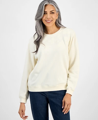 Style & Co Petite Embroidered Crewneck Sweatshirt, Exclusively at Macy's
