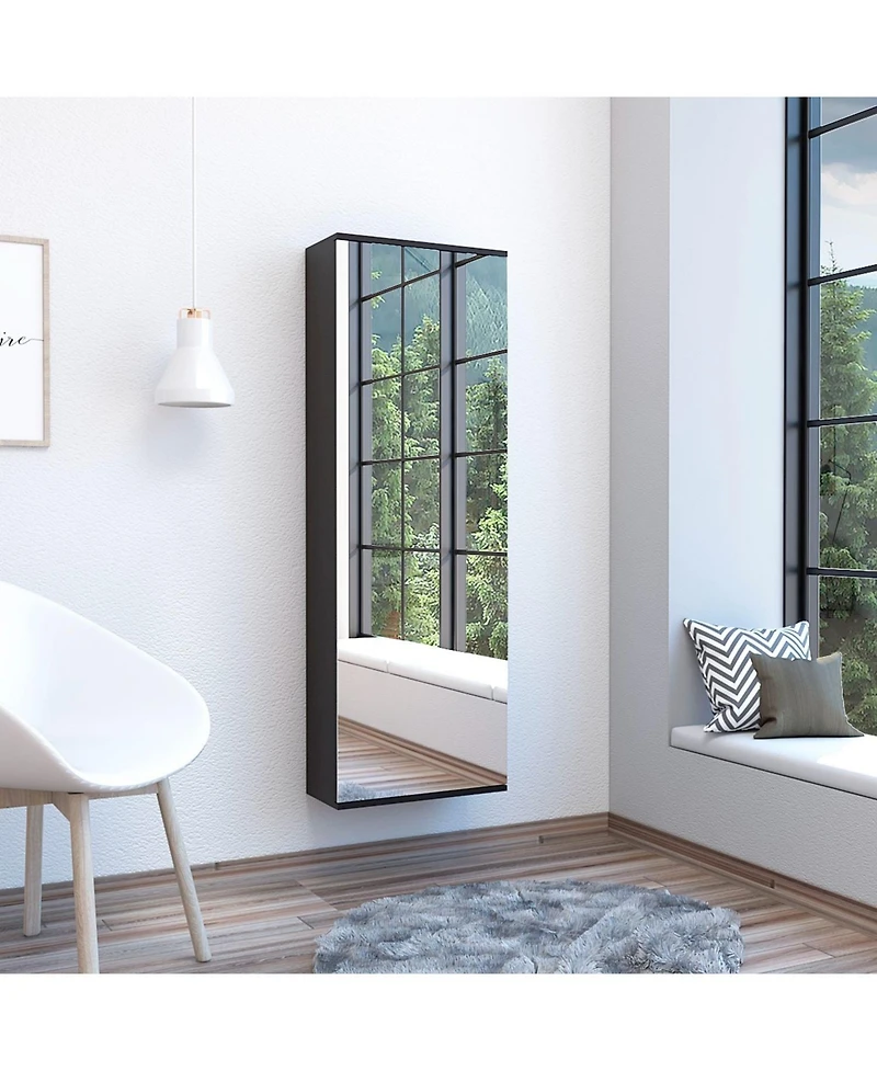 Baltimore Wall Mounted Shoe Rack, Mirror, Single Door, Ten Shoes Capacity, White