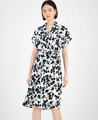 Robbie Bee Women's Printed Faux-Wrap Midi Dress
