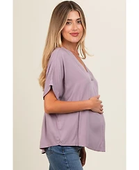 Pinkblush Maternity Lavender V-Neck Pin-Tuck Detail Top